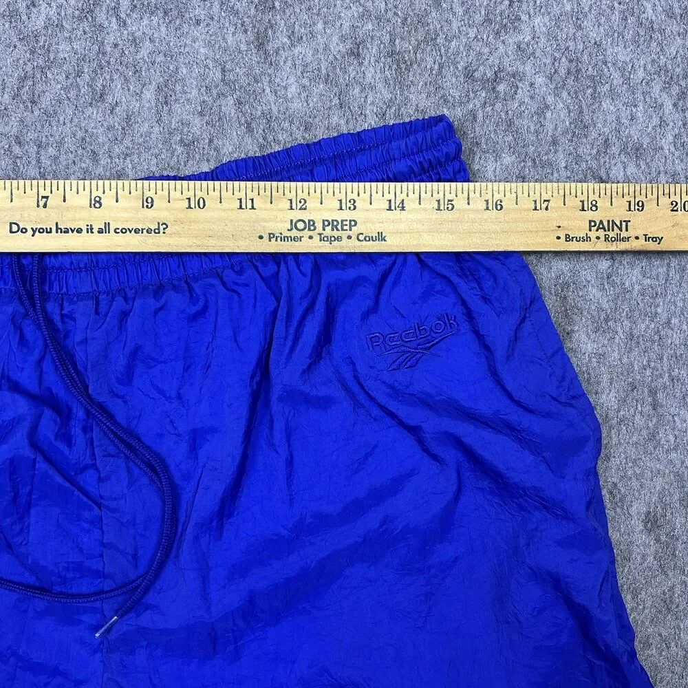 Vtg Reebok Men's Track Pants Blue Nylon Elastic Waist Zip Ankle 90's Size Medium